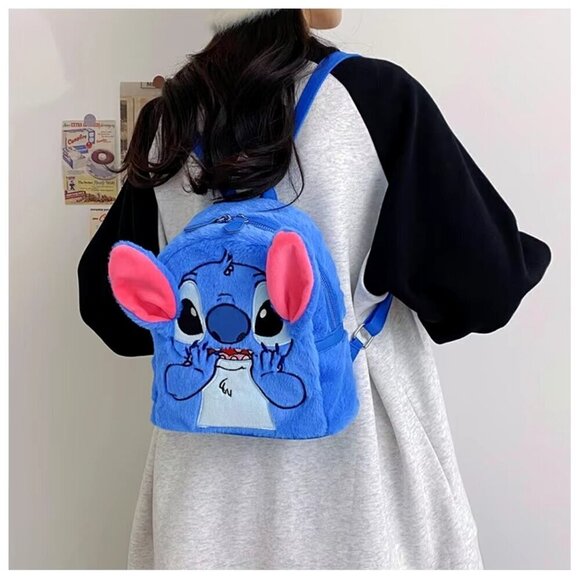 NWT Disney Stitch Blue Plush Small Backpack - Picture 4 of 7
